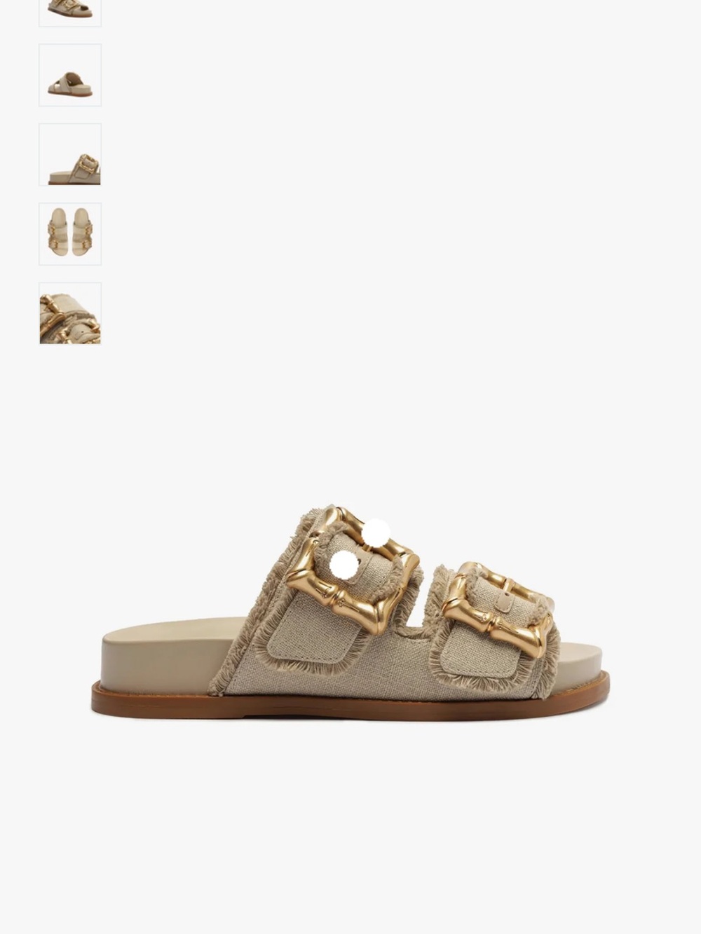 SCHUTZ  Enola Beige Gold-Buckle Fringe Double Strap Sandal